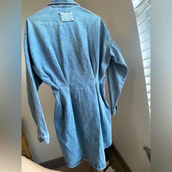 Collusion Pleated Denim Blue Dress Jacket Long Sleeve size US 2 (like XS / S) - Picture 5 of 14